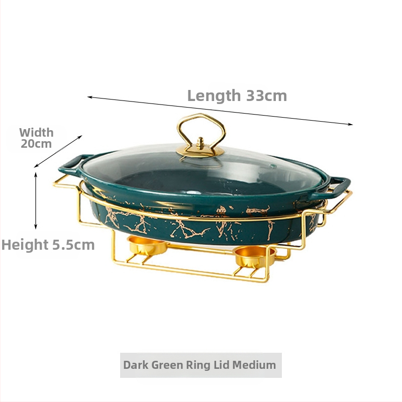 Nordic Style Oval kerámia leveses fazék háztartási hotelasztalok edények rakott állvány gyertyafűtés haltál binaurális száraz edény nagykereskedelem