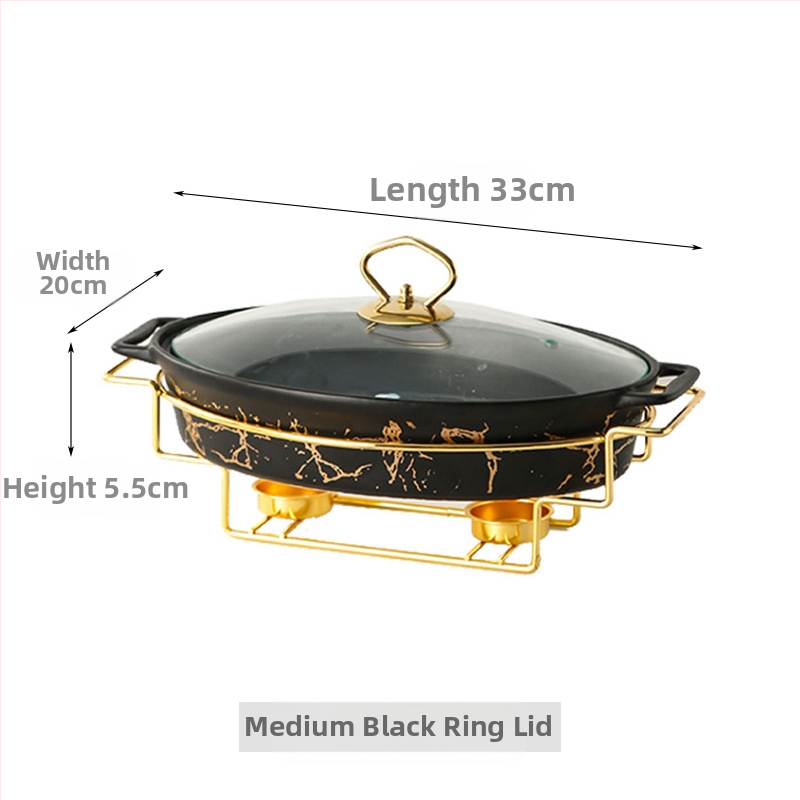 Nordic Style Oval kerámia leveses fazék háztartási hotelasztalok edények rakott állvány gyertyafűtés haltál binaurális száraz edény nagykereskedelem