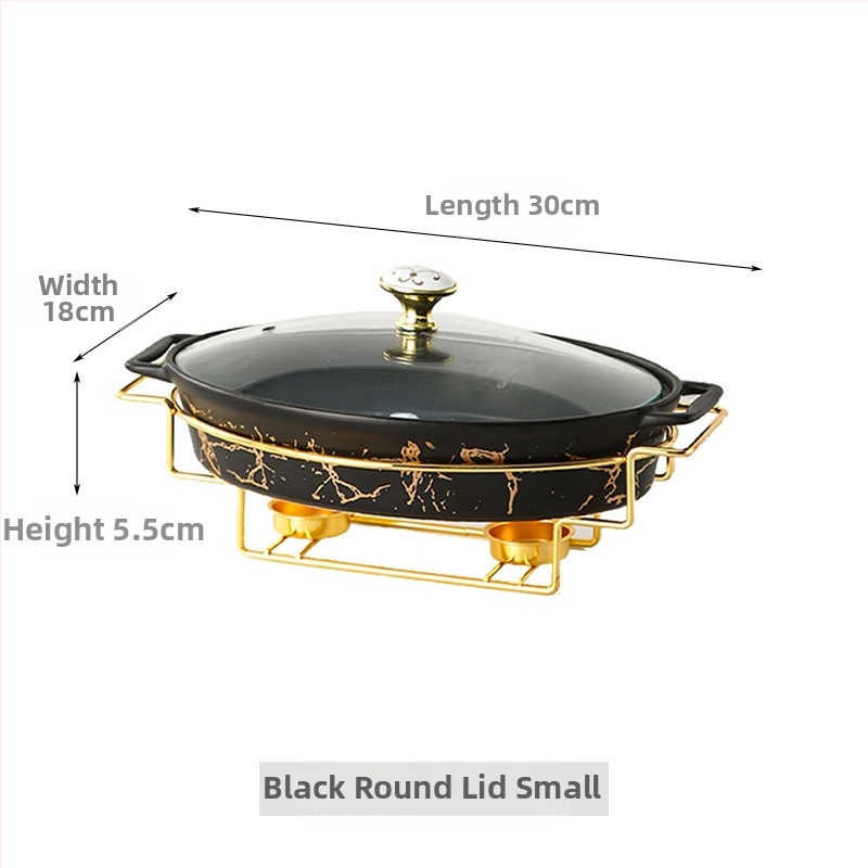 Nordic Style Oval kerámia leveses fazék háztartási hotelasztalok edények rakott állvány gyertyafűtés haltál binaurális száraz edény nagykereskedelem