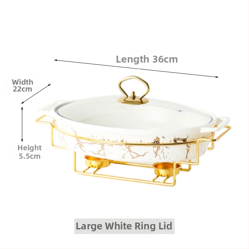 Nordic Style Oval kerámia leveses fazék háztartási hotelasztalok edények rakott állvány gyertyafűtés haltál binaurális száraz edény nagykereskedelem