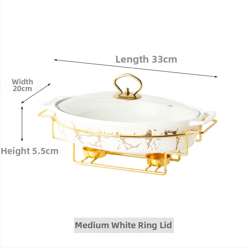 Nordic Style Oval kerámia leveses fazék háztartási hotelasztalok edények rakott állvány gyertyafűtés haltál binaurális száraz edény nagykereskedelem