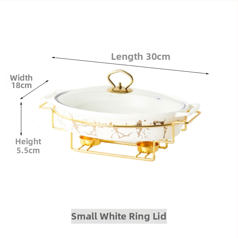 Nordic Style Oval kerámia leveses fazék háztartási hotelasztalok edények rakott állvány gyertyafűtés haltál binaurális száraz edény nagykereskedelem