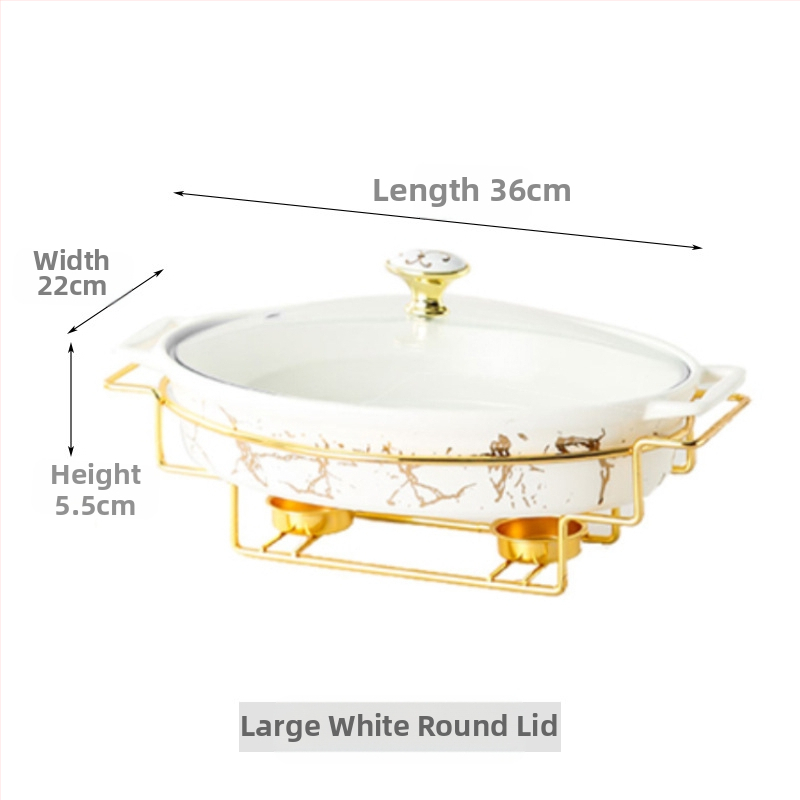 Nordic Style Oval kerámia leveses fazék háztartási hotelasztalok edények rakott állvány gyertyafűtés haltál binaurális száraz edény nagykereskedelem