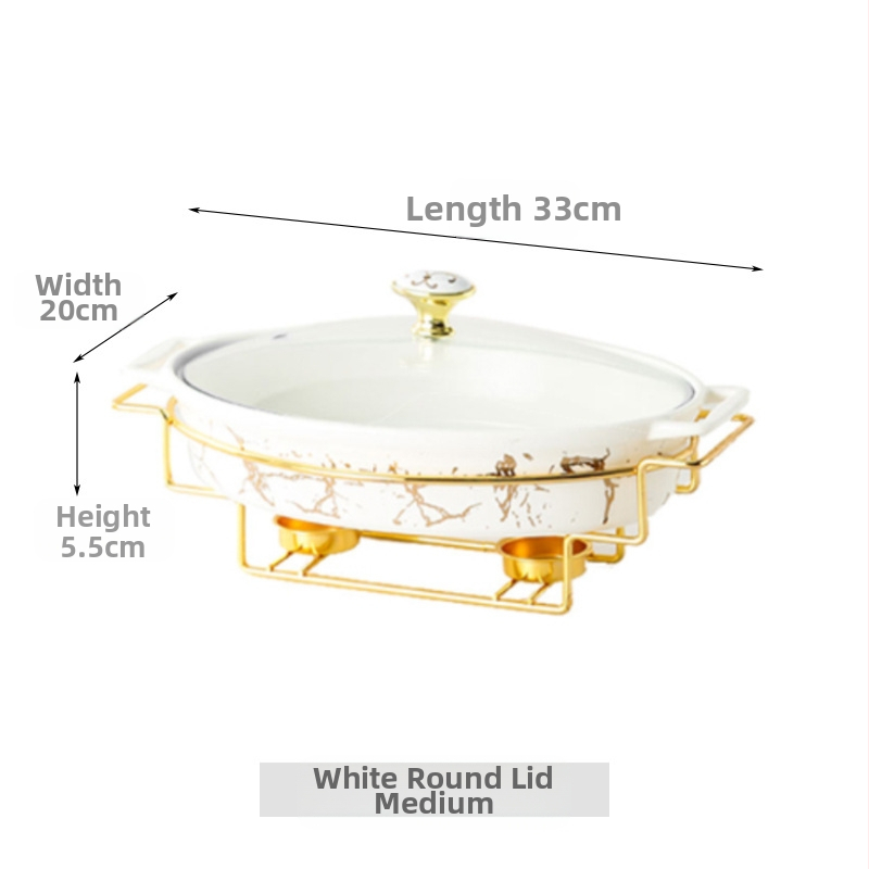 Nordic Style Oval kerámia leveses fazék háztartási hotelasztalok edények rakott állvány gyertyafűtés haltál binaurális száraz edény nagykereskedelem