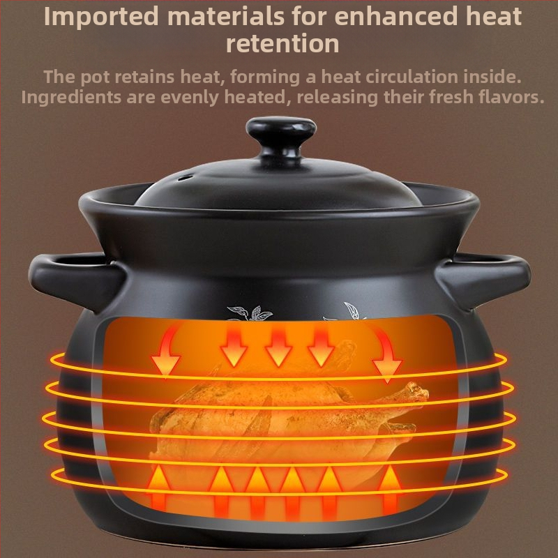 Керамична тенджера за супа Kangshu, тенджера за яхния, домакинска порцеланова тенджера с голям капацитет, тенджера за овесена каша с открит пламък, директно горене, термоустойчива газова тенджера