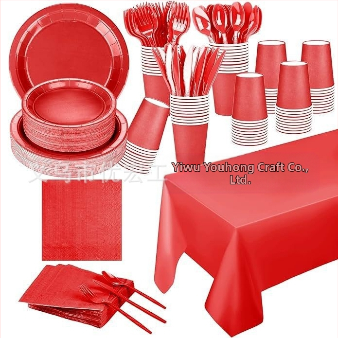 Niceparty удебелена монохромна хартиена чиния, костюм за еднократна употреба, чиния за вечеря, парти костюм, хартиена чиния за украса на рожден ден