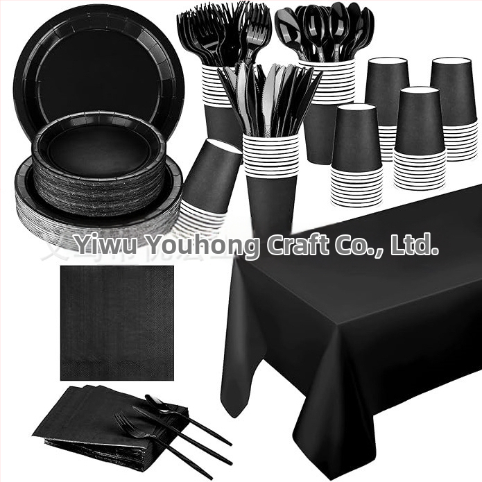 Niceparty удебелена монохромна хартиена чиния, костюм за еднократна употреба, чиния за вечеря, парти костюм, хартиена чиния за украса на рожден ден