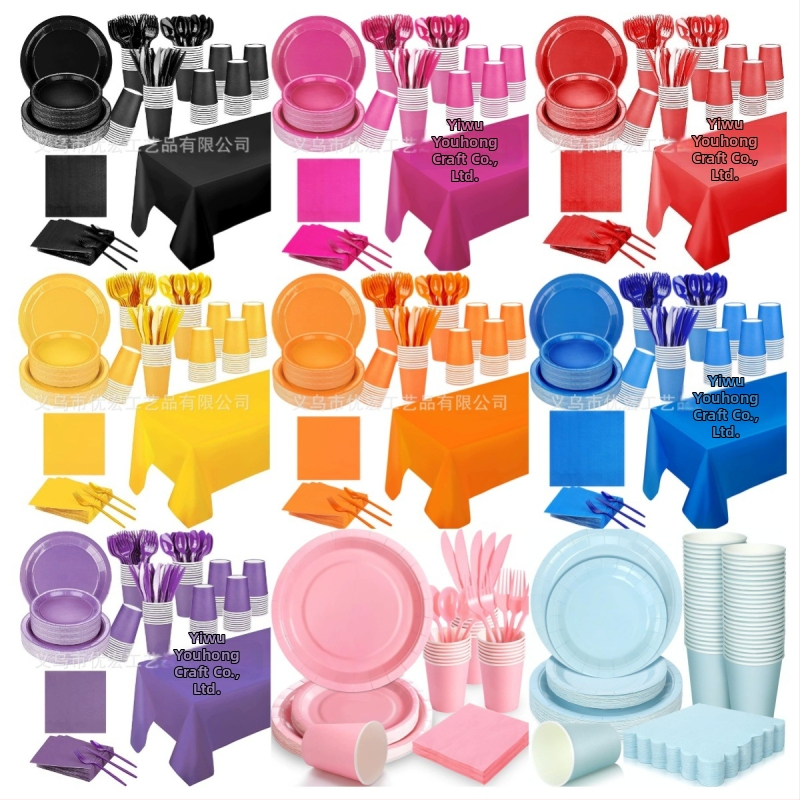 Niceparty удебелена монохромна хартиена чиния, костюм за еднократна употреба, чиния за вечеря, парти костюм, хартиена чиния за украса на рожден ден