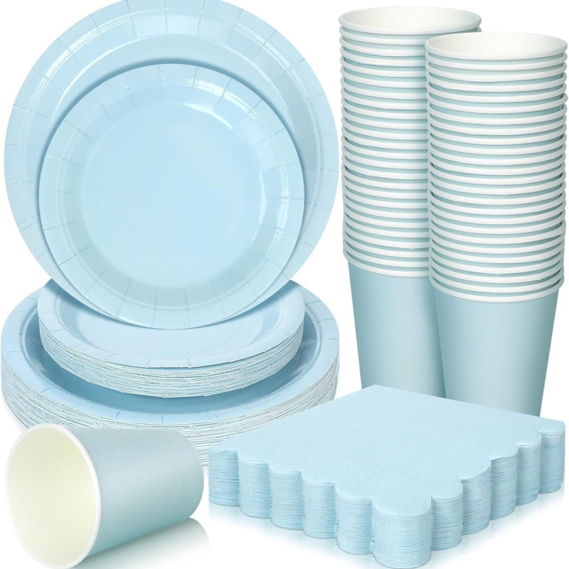 Niceparty удебелена монохромна хартиена чиния, костюм за еднократна употреба, чиния за вечеря, парти костюм, хартиена чиния за украса на рожден ден