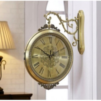 Metallist kahepoolne kell, elutuba, loominguline Euroopa seinakell, Põhjamaade vaikne täispuidust Ameerika seinakell, kunstiline dekoratiivne kell