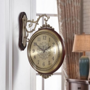 Metallist kahepoolne kell, elutuba, loominguline Euroopa seinakell, Põhjamaade vaikne täispuidust Ameerika seinakell, kunstiline dekoratiivne kell