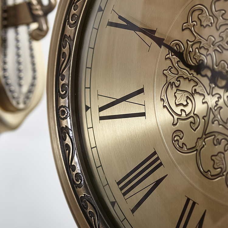 Metallist kahepoolne kell, elutuba, loominguline Euroopa seinakell, Põhjamaade vaikne täispuidust Ameerika seinakell, kunstiline dekoratiivne kell