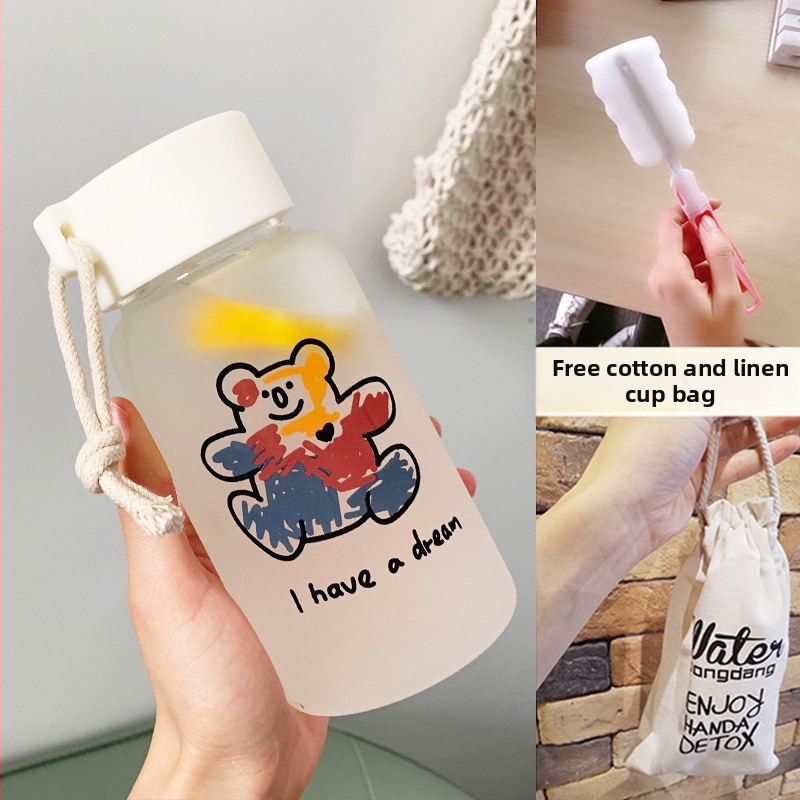 Чаша за вода за жени, матирано стъкло, семпла, свежа, сладка, преносима, креативна, персонализирана, модерна чаша за момиче Мори