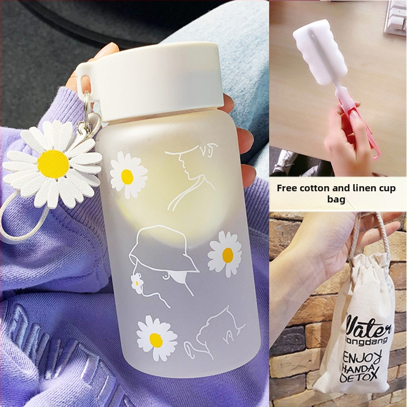 Чаша за вода за жени, матирано стъкло, семпла, свежа, сладка, преносима, креативна, персонализирана, модерна чаша за момиче Мори