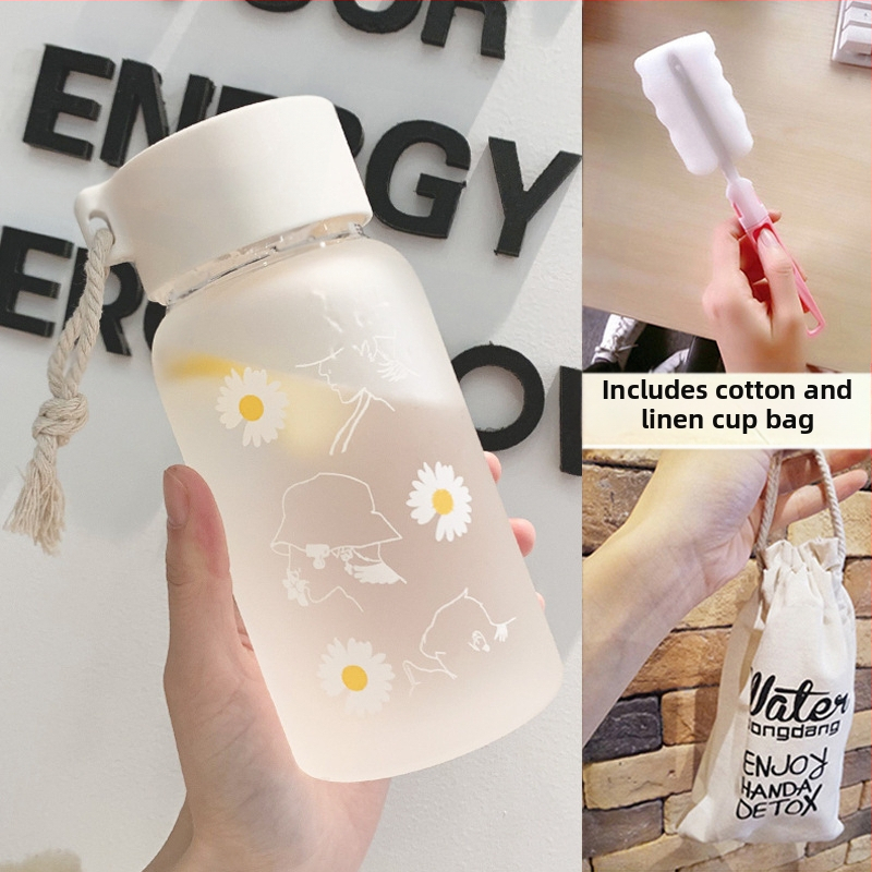 Чаша за вода за жени, матирано стъкло, семпла, свежа, сладка, преносима, креативна, персонализирана, модерна чаша за момиче Мори