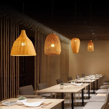 Πολυέλαιος από μπαμπού, τέχνη από μπαμπού, αίθουσα τσαγιού Zen, κινέζικο εστιατόριο, σε οικογενειακή κατοικία, ιαπωνικό φανάρι από μπαστούνι, ρετρό δημιουργική τέχνη, αμπαζούρ