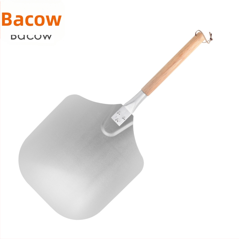 Инструменти за печене, подвижна дръжка, спираловиден модел, 12-инчова лопата за пица, алуминиева лопата, лопата за прехвърляне на пица, дървена дръжка, лопата за пица