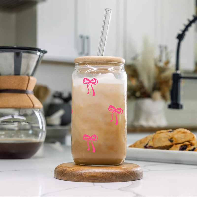 Amazon 16oz íj, nagy boroszilikát üveg UV digitális nyomtatású kóla, nagy kapacitású szalmapohár