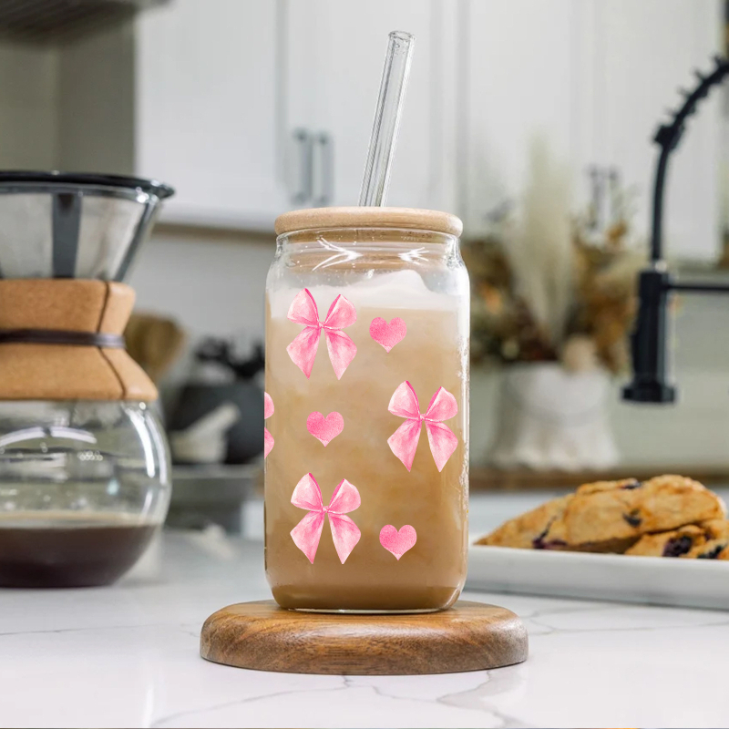 Amazon 16oz íj, nagy boroszilikát üveg UV digitális nyomtatású kóla, nagy kapacitású szalmapohár