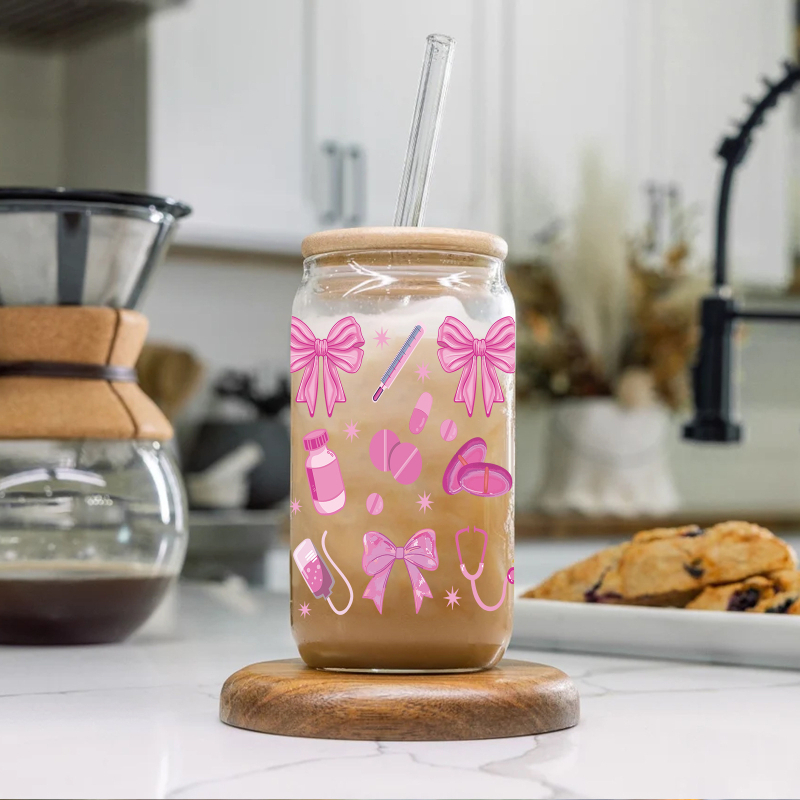 Amazon 16oz íj, nagy boroszilikát üveg UV digitális nyomtatású kóla, nagy kapacitású szalmapohár