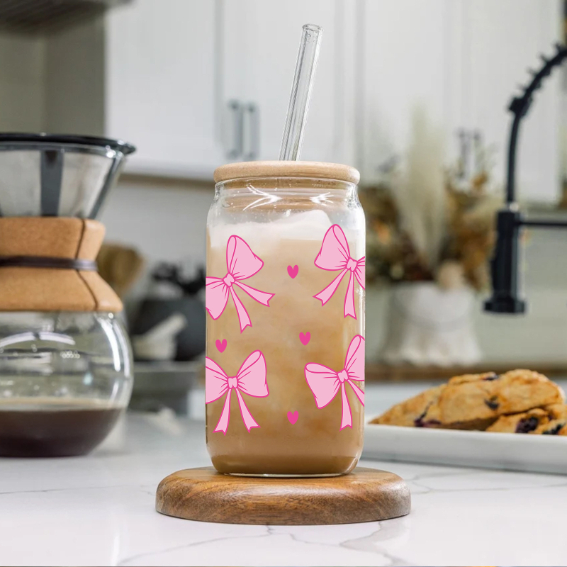 Amazon 16oz íj, nagy boroszilikát üveg UV digitális nyomtatású kóla, nagy kapacitású szalmapohár