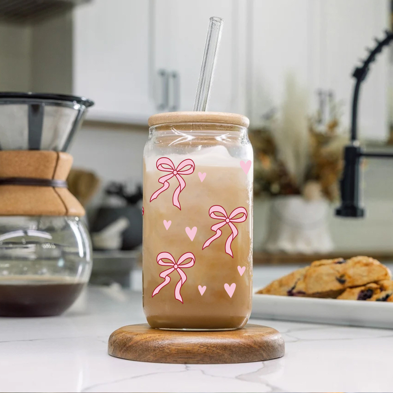 Amazon 16oz íj, nagy boroszilikát üveg UV digitális nyomtatású kóla, nagy kapacitású szalmapohár