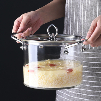 Οικιακή κατσαρόλα ξεπλύματος, κατσαρόλα χυλού, κατσαρόλα σούπας θέρμανσης ανοιχτής φλόγας, κατσαρόλα στιφάδο από ξύλινη λαβή από υψηλό βοριοπυριτικό γυαλί, γυάλινη κατσαρόλα μαγειρέματος με νουντλς μεγάλης χωρητικότητας