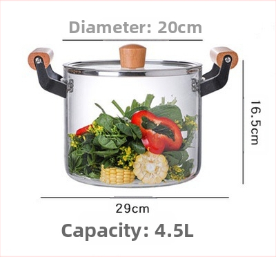 Háztartási öblítőedény, zabkásafőző, nyílt lángú levesesfazék, magas boroszilikát üvegből készült fazék, nagy kapacitású tésztafőző üvegfazék