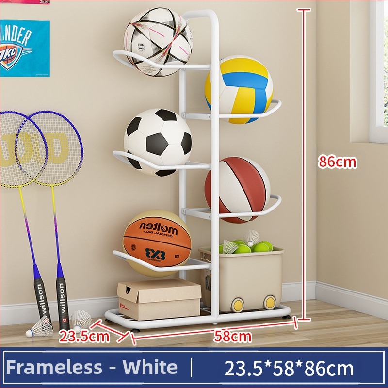 Vaikų krepšinio laikymo lentyna, buitinė daugiasluoksnė kamuoliukų laikymo lentyna, stalo teniso, badmintono rakečių žaislų grindų laikymo krepšelis
