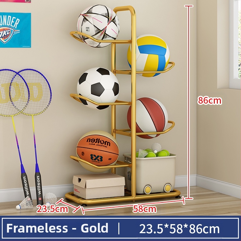Vaikų krepšinio laikymo lentyna, buitinė daugiasluoksnė kamuoliukų laikymo lentyna, stalo teniso, badmintono rakečių žaislų grindų laikymo krepšelis