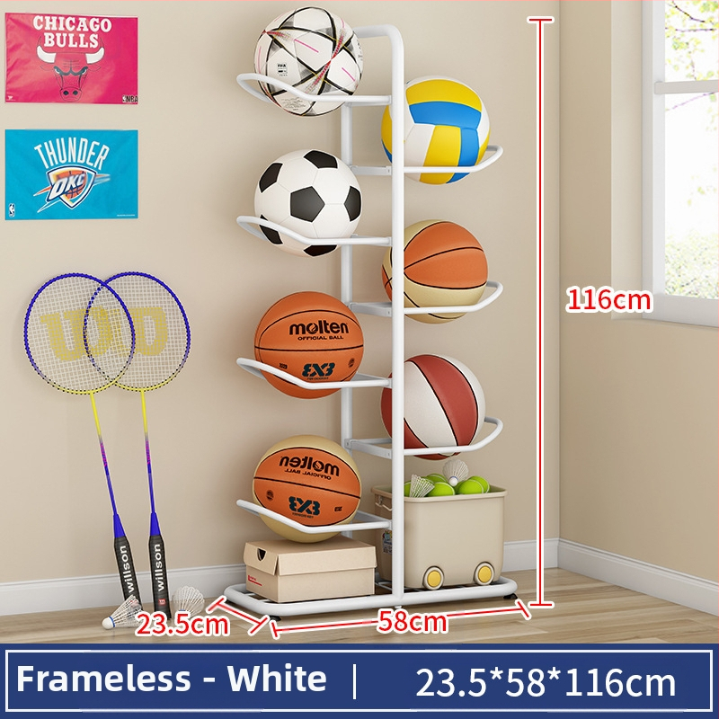 Vaikų krepšinio laikymo lentyna, buitinė daugiasluoksnė kamuoliukų laikymo lentyna, stalo teniso, badmintono rakečių žaislų grindų laikymo krepšelis