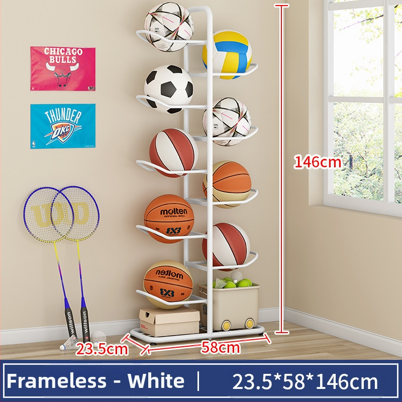 Vaikų krepšinio laikymo lentyna, buitinė daugiasluoksnė kamuoliukų laikymo lentyna, stalo teniso, badmintono rakečių žaislų grindų laikymo krepšelis