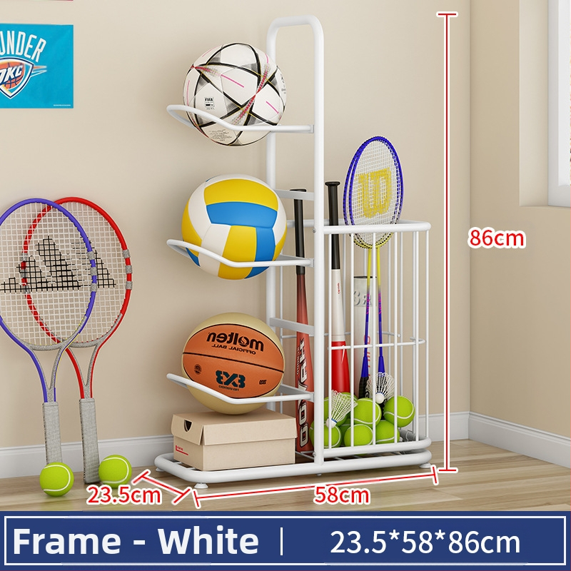 Vaikų krepšinio laikymo lentyna, buitinė daugiasluoksnė kamuoliukų laikymo lentyna, stalo teniso, badmintono rakečių žaislų grindų laikymo krepšelis