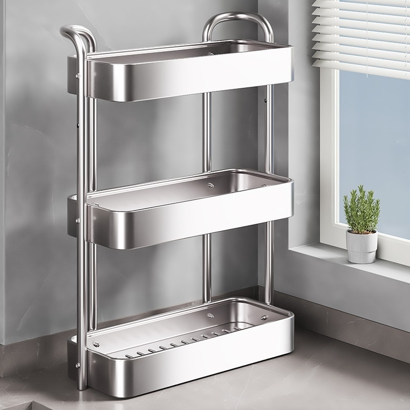 Roostevabast terasest köögimaitseainete hoiuriiul lauale, multifunktsionaalne kitsas maitseainepudel, maitseaineõli, soolakaste, äädika hoiuriiul