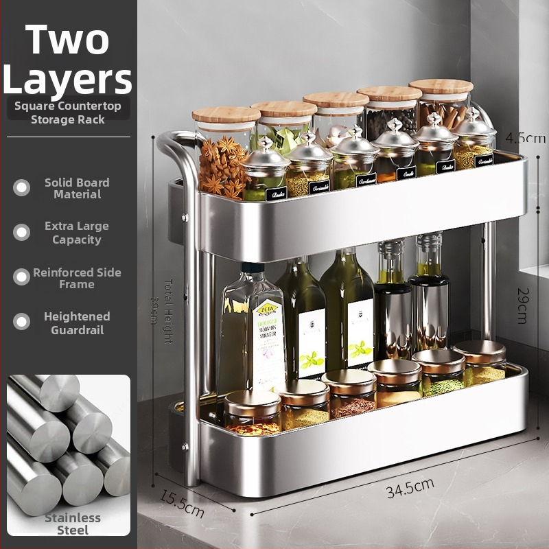 Roostevabast terasest köögimaitseainete hoiuriiul lauale, multifunktsionaalne kitsas maitseainepudel, maitseaineõli, soolakaste, äädika hoiuriiul