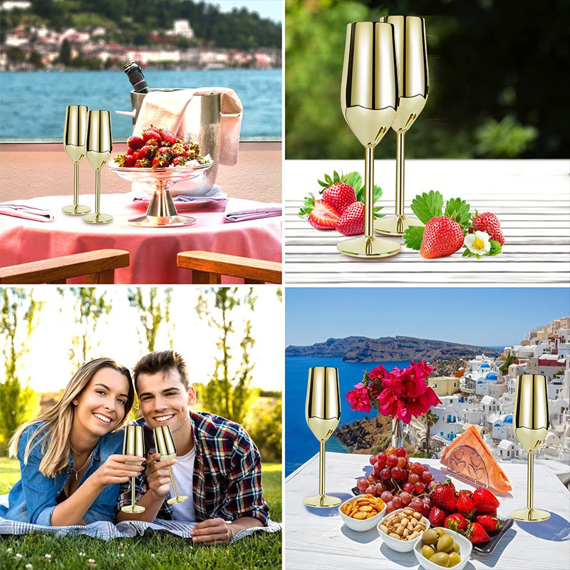 Луксозна чаша за шампанско в европейски стил, чаша от неръждаема стомана, креативна чаша за коктейл, бар, чаша с лале, винтидж чаша за вино