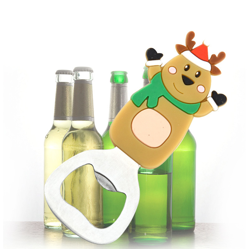 Kūrybingas silikoninis alaus atsuktuvas nešiojamas alaus butelių atidarytuvas mielas animacinis silikoninis butelių atidarytuvas raktų pakabukas