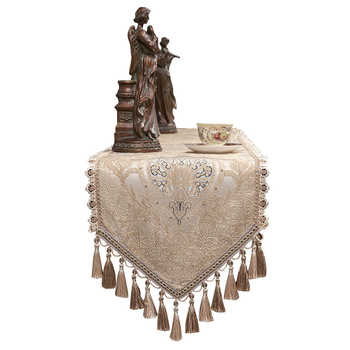 Prabangi prancūziška stalo vėliavėlė su nėriniuota staltiese, neslystanti, aukštos klasės namų dekoravimo staltiesė