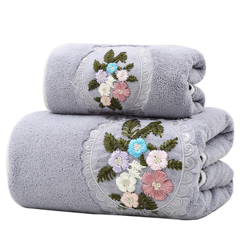 Tikitud rätikuga rippuv pehme imav rätik, kaheosaline kiust paarile mõeldud suur vannirätik, kingitus hulgimüügiks