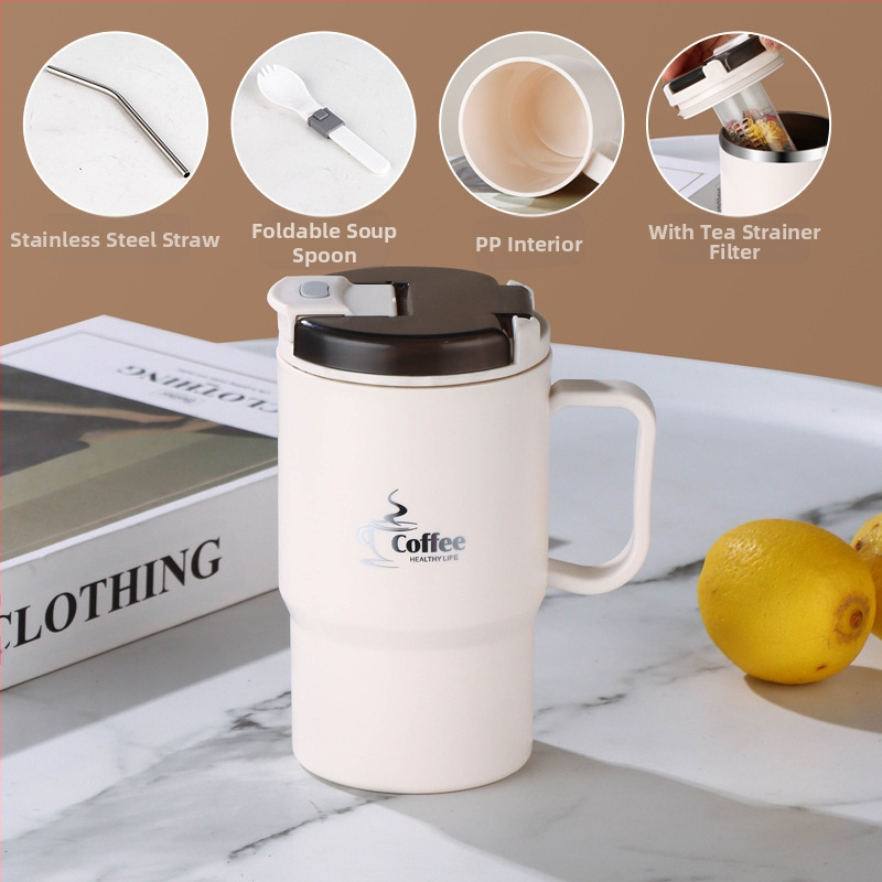 Piiriülene kuummüügis kruus, väärtuslik õlgtass, roostevabast terasest kohvitass, kaasaskantav mugav tee- ja veeeralduskruus