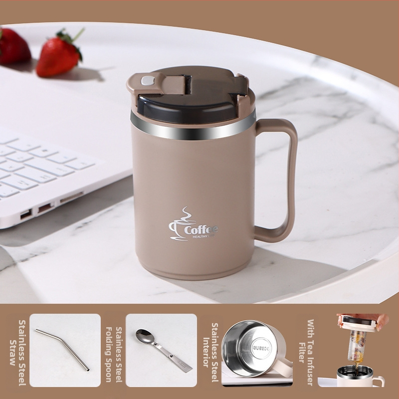 Piiriülene kuummüügis kruus, väärtuslik õlgtass, roostevabast terasest kohvitass, kaasaskantav mugav tee- ja veeeralduskruus