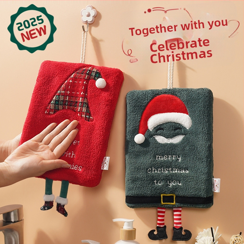 Kalėdinis rankšluostis, kurį galima pakabinti, storas koralų vilnos rankšluostis, sugeriantis virtuvinį rankšluostį, greitai džiūstantį audinį, animacinį filmuką, naujas