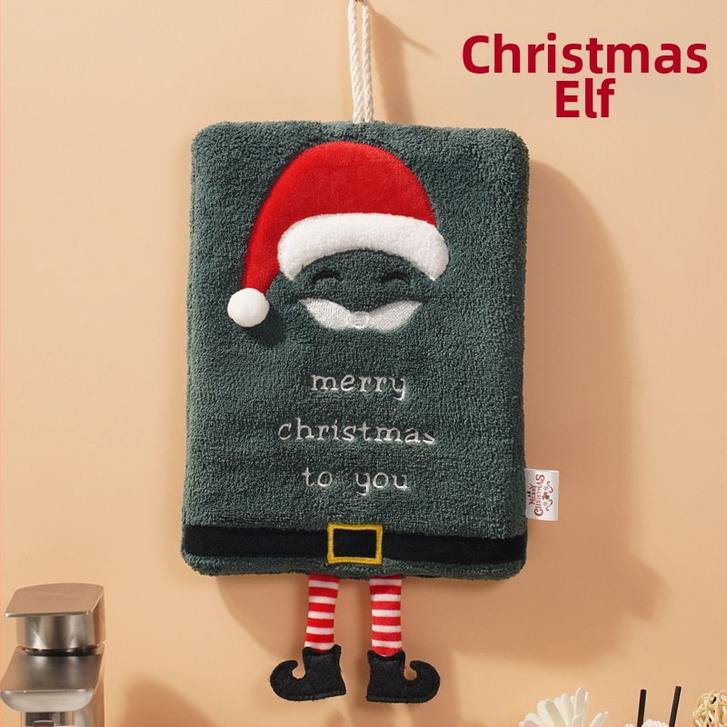 Kalėdinis rankšluostis, kurį galima pakabinti, storas koralų vilnos rankšluostis, sugeriantis virtuvinį rankšluostį, greitai džiūstantį audinį, animacinį filmuką, naujas