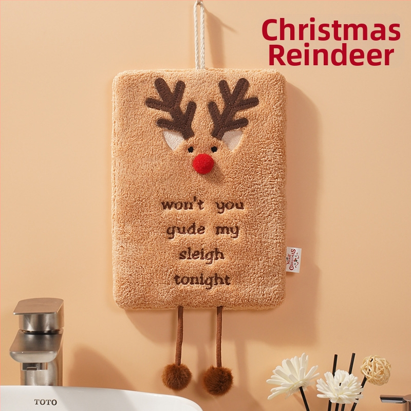 Kalėdinis rankšluostis, kurį galima pakabinti, storas koralų vilnos rankšluostis, sugeriantis virtuvinį rankšluostį, greitai džiūstantį audinį, animacinį filmuką, naujas