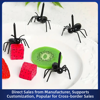 Tarpvalstybinis, karštai parduodamas vaikiškas animacinis skruzdėlių formos vaisių šakutės kostiumas „Bento“ ženklas, vaisinių gyvūnų užkandžių dekoravimo ženklas, vaisių įdėklas