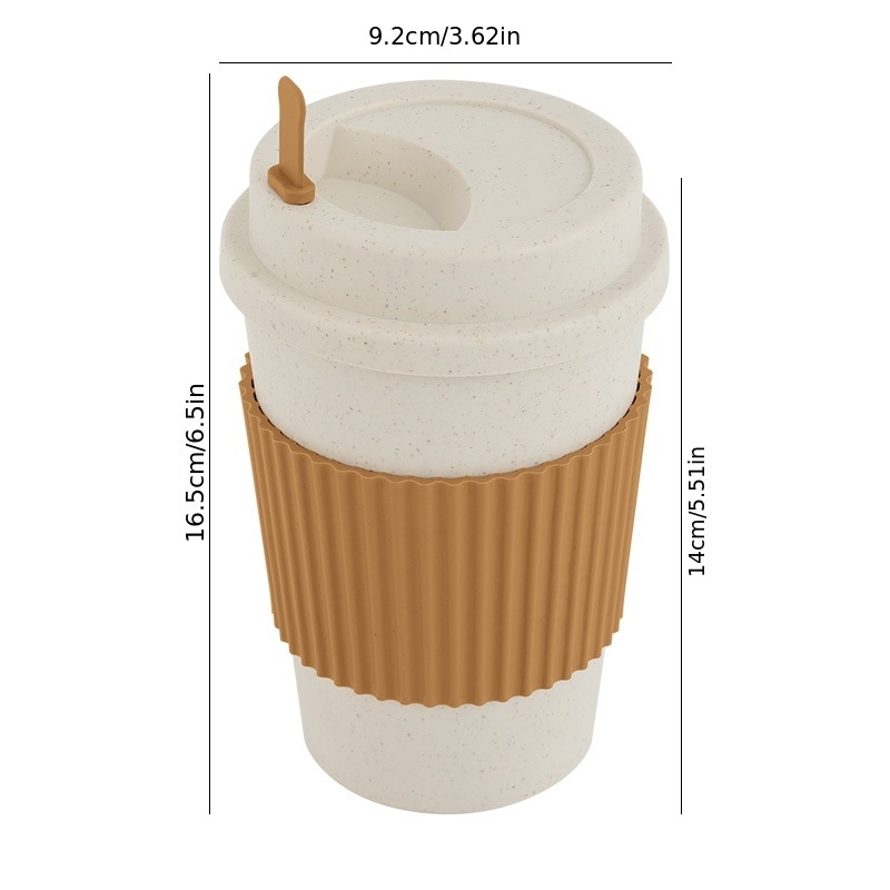 Kvietinių šiaudų kavos puodelio stiklinė su puikia išvaizda, apsauga nuo nudegimų ir neslystančiu dizainu, biuro namų gėrimų šalto gėrimo puodelis