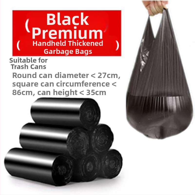Пълна кутия със 100 ролки торби за боклук с дръжки, преносими, устойчиви на разкъсване, удебелени, с плоска горна част, здрави и издръжливи