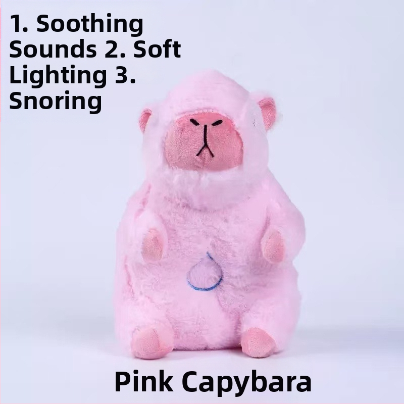 Új, határokon átnyúló, légző állatos, kapibara plüss játékbaba, zene, világító babajáték nagykereskedelem