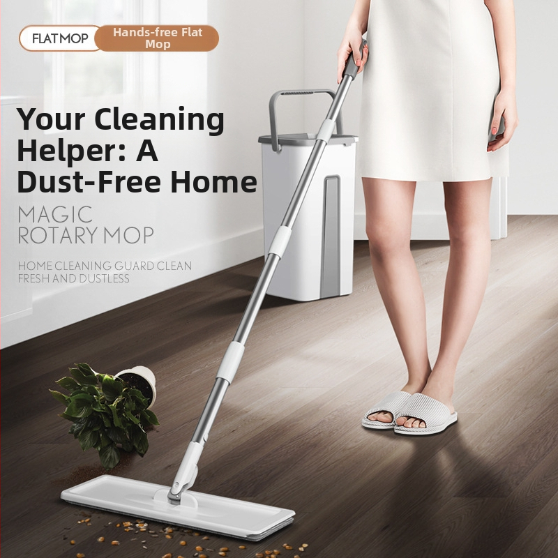 Нов абсорбиращ моп за ръчно пране, плосък моп за сухо и мокро почистване с двойна употреба, кофа за почистване на артефакти
