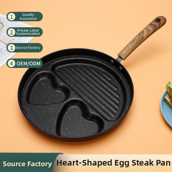Zahraničný obchod, panvica na raňajky, steak, vajce, panvica dva v jednom, 3-dierková malá plochá multifunkčná nepriľnavá panvica